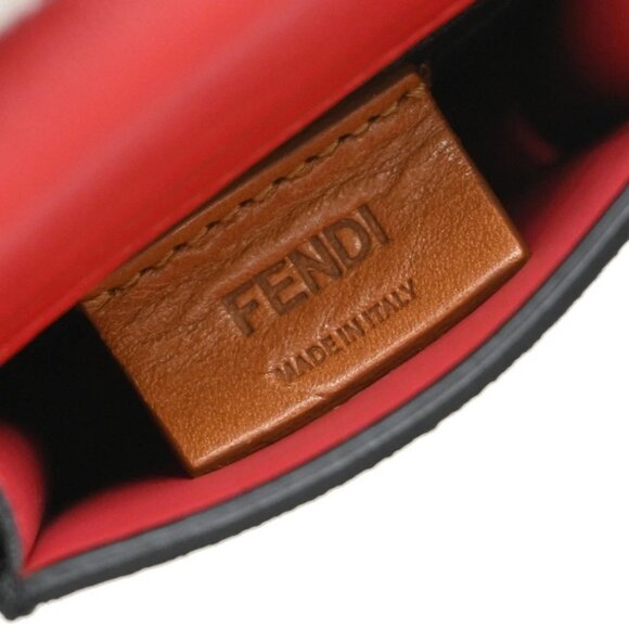 FENDI Logo Zucca Pattern Bag Charm Belt Pouch PVC Leather Black Italy 33KA976 - Picture 12 of 13